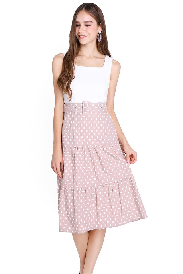Innocent Charmer Dress In Pink Dots