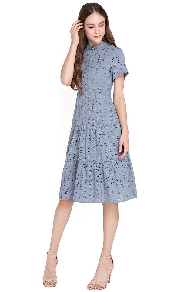 Flawless Finesse Dress In Muted Blue