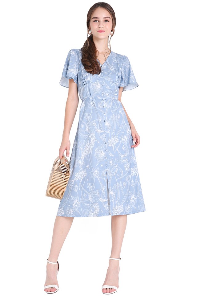 Dainty Blossoms Dress In Blue Florals