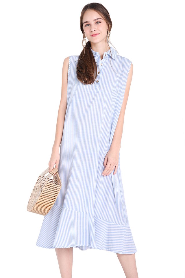 Leighton Beach Dress In Blue Stripes