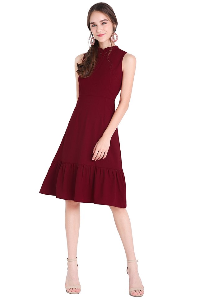 Infinite Happiness Dress In Wine Red