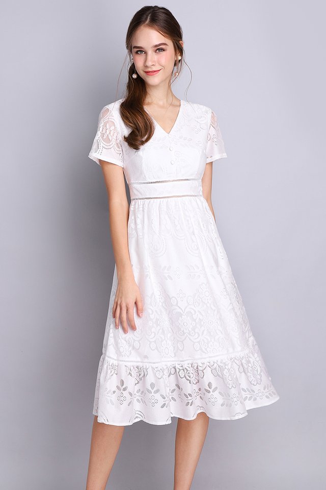 French Chateau Dress In Classic White