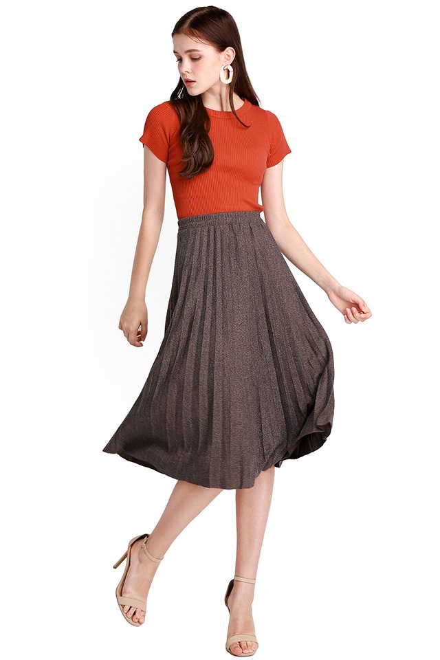 Spellbinding Twirl Skirt In Taupe Tweed