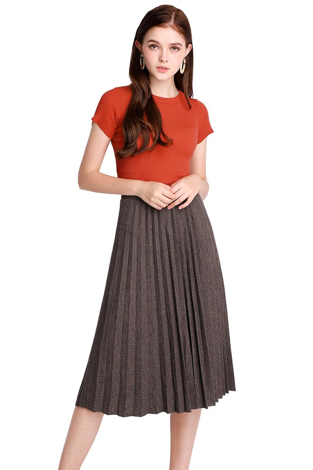 Spellbinding Twirl Skirt In Taupe Tweed