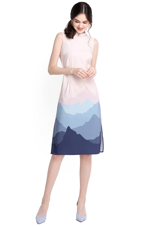 Sound Of The Mountain Dress In Sand Blue