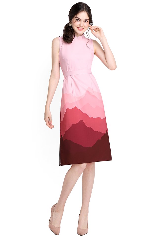 Sound Of The Mountain Dress In Pink Wine