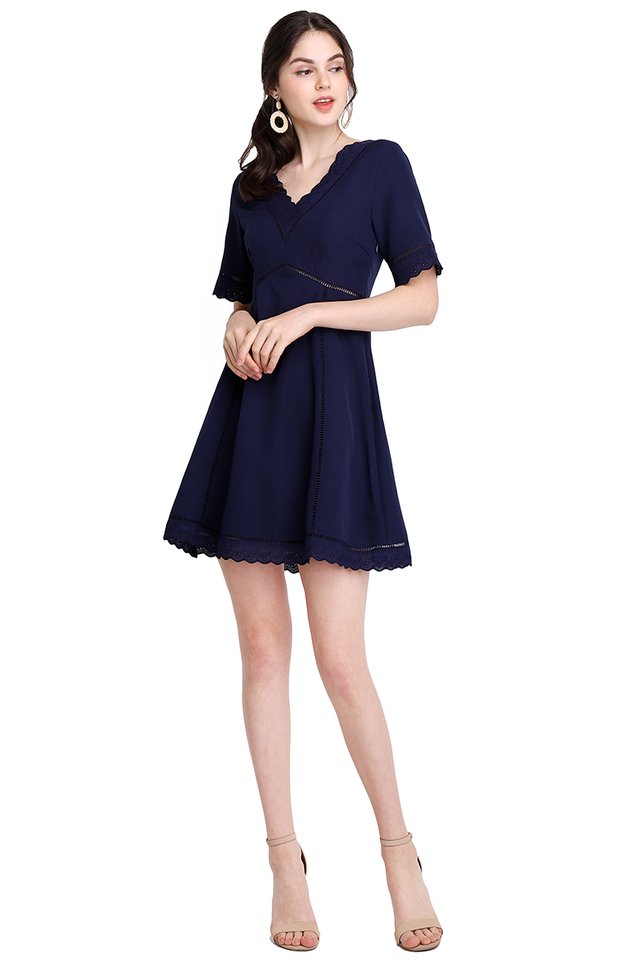 Wholly Romantic Dress In Navy Blue