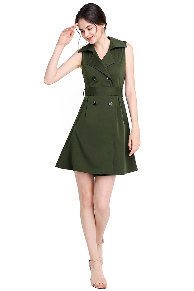 The Jetsetter Dress In Olive Green
