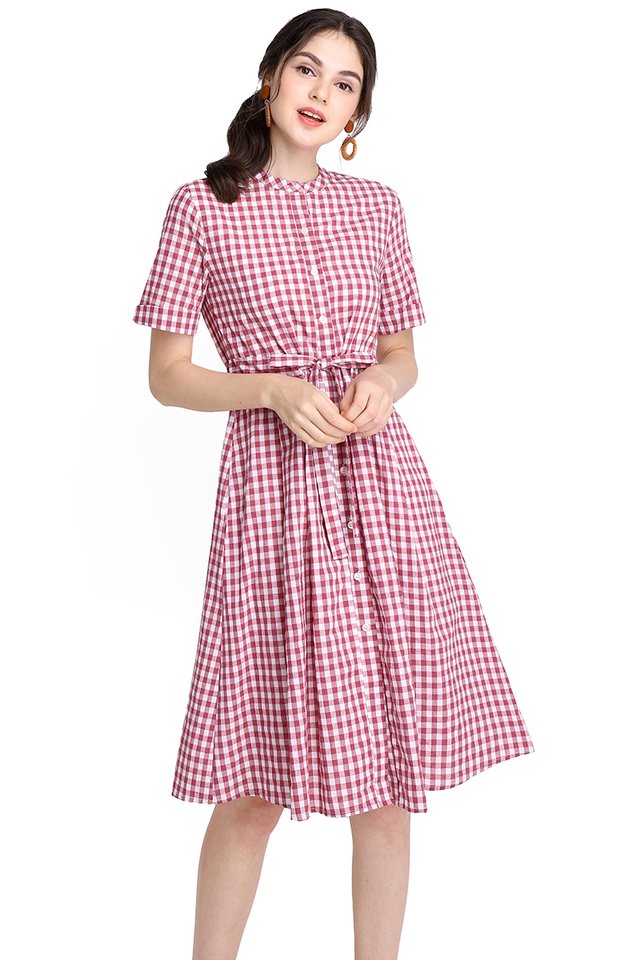 Chance Encounter Dress In Red Checks
