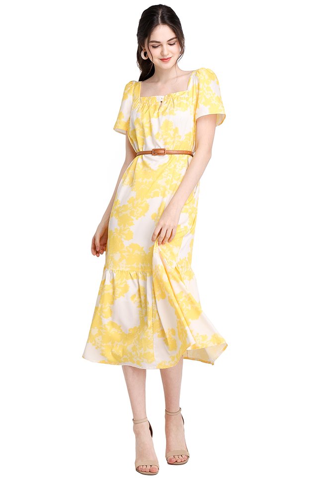 Every Waking Moment Dress In Yellow Prints