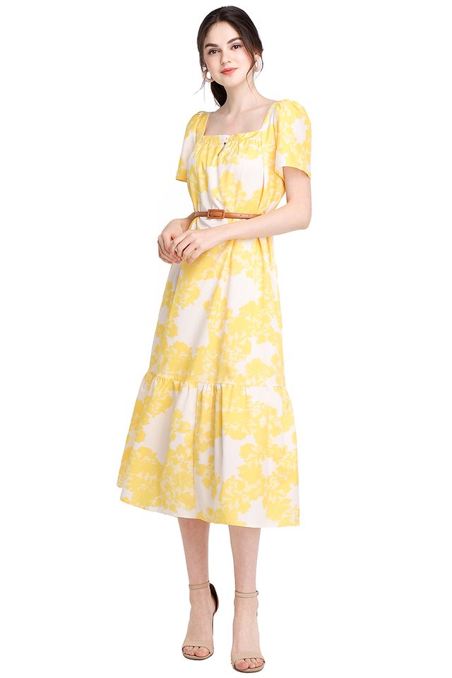 Every Waking Moment Dress In Yellow Prints