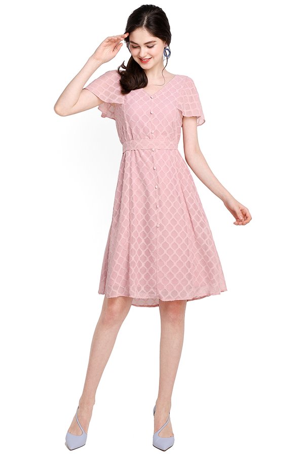 Spring Merriment Dress In Dusty Pink