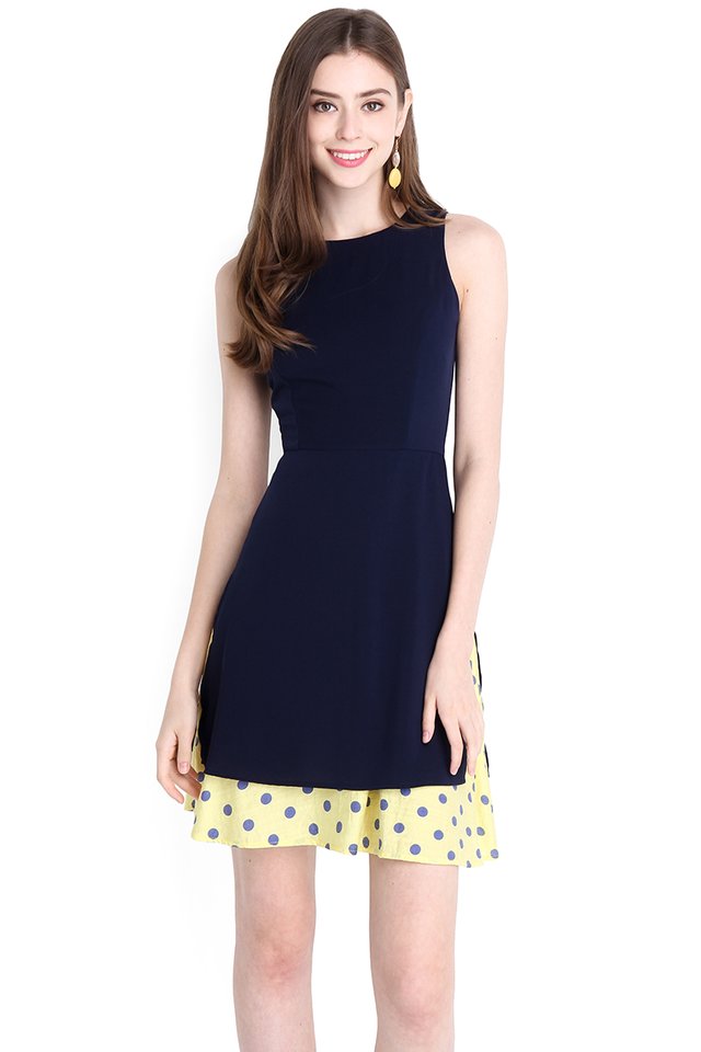 Bubbly Vibes Dress In Blue Dots