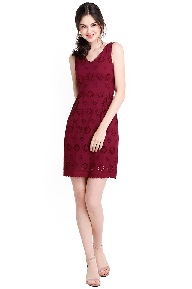 Picture Of Bliss Dress In Wine Red