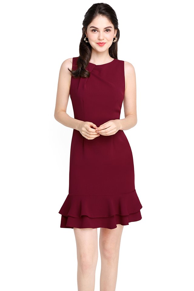 Captivated By You Dress In Wine Red