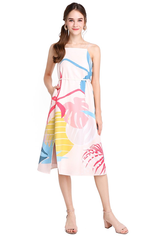 Sunburst Paradise Dress In Cream Prints