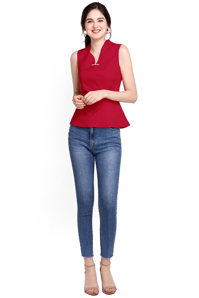 Ode To Spring Top In Festive Red