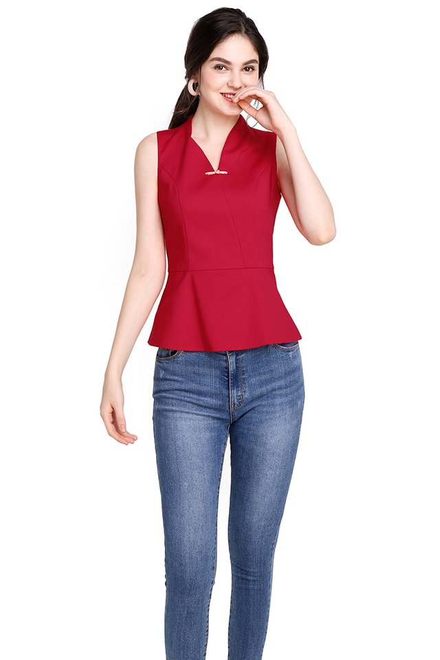 Ode To Spring Top In Festive Red