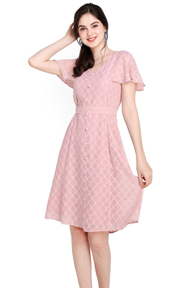 Spring Merriment Dress In Dusty Pink