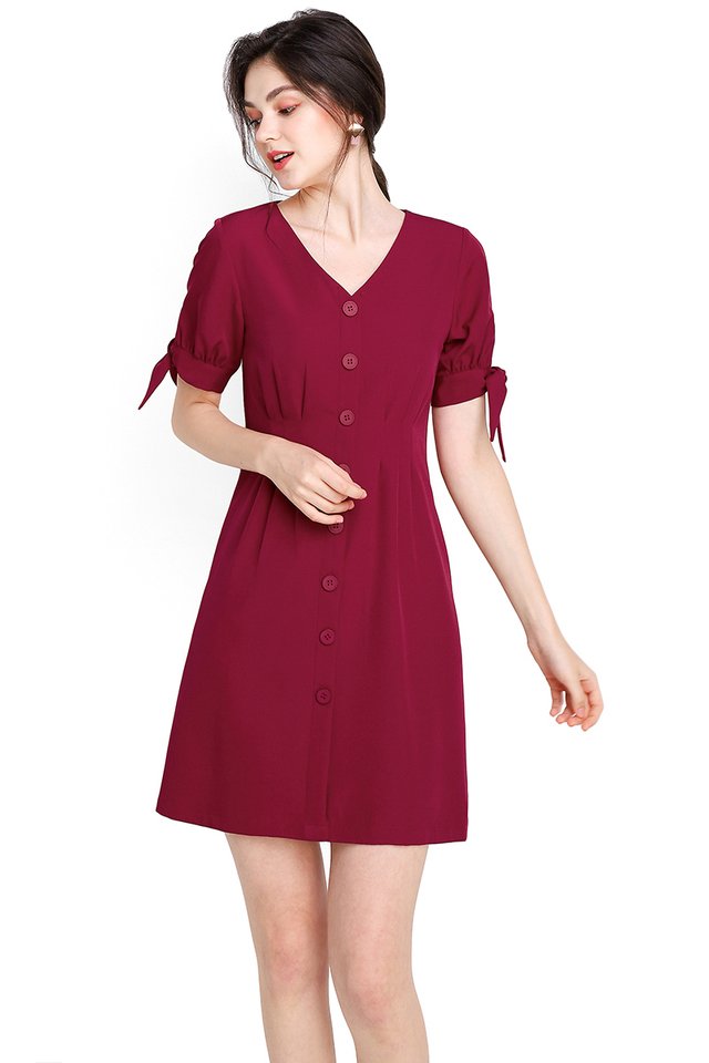 Warm Affection Dress In Wine Red