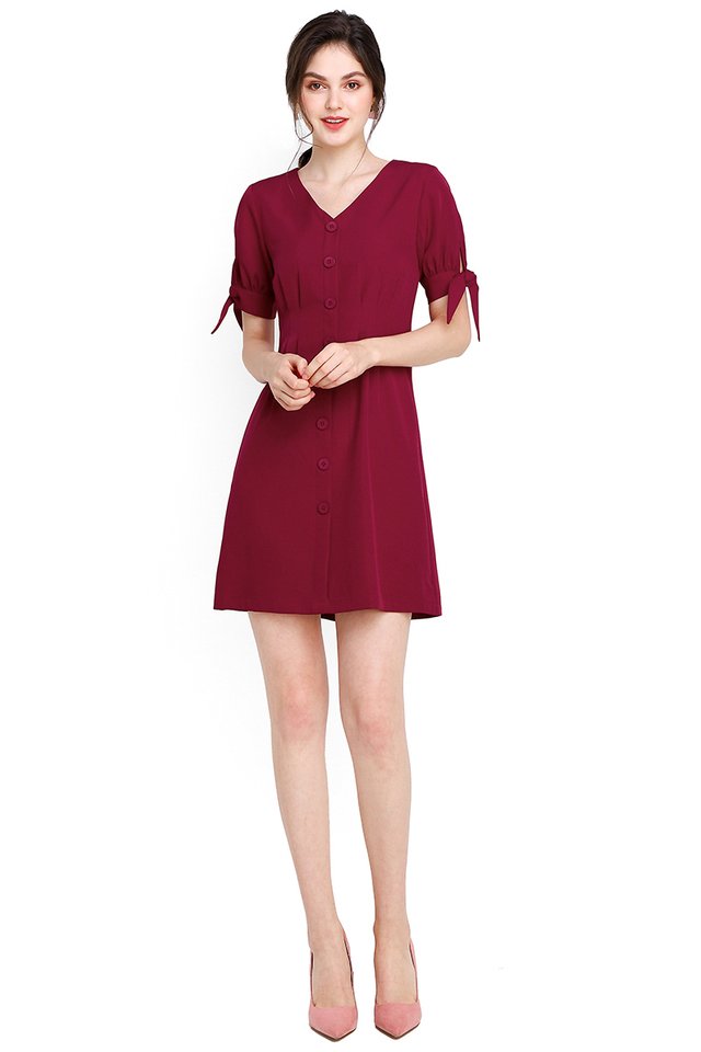 Warm Affection Dress In Wine Red