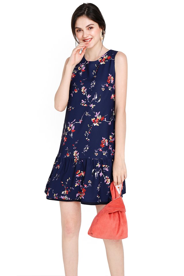 Blooming Marigold Dress In Blue Florals