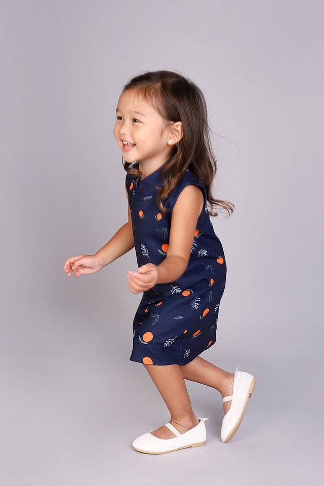 Orange You Cute Cheongsam Dress In Blue Prints