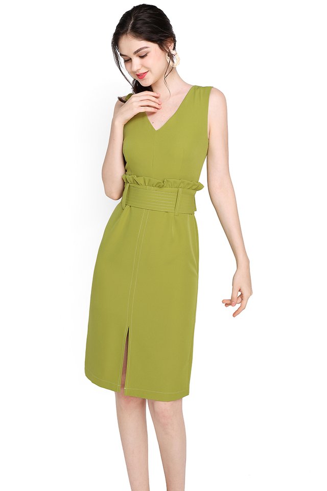 State Street Dress In Lime
