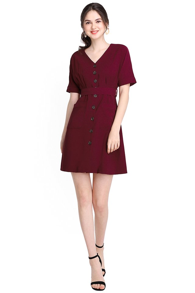 Stating The Basics Dress In Wine Red