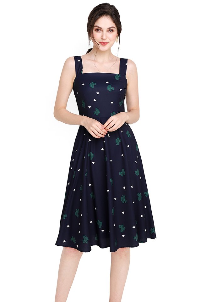 Bloom Where You Are Planted Dress In Blue Cactus