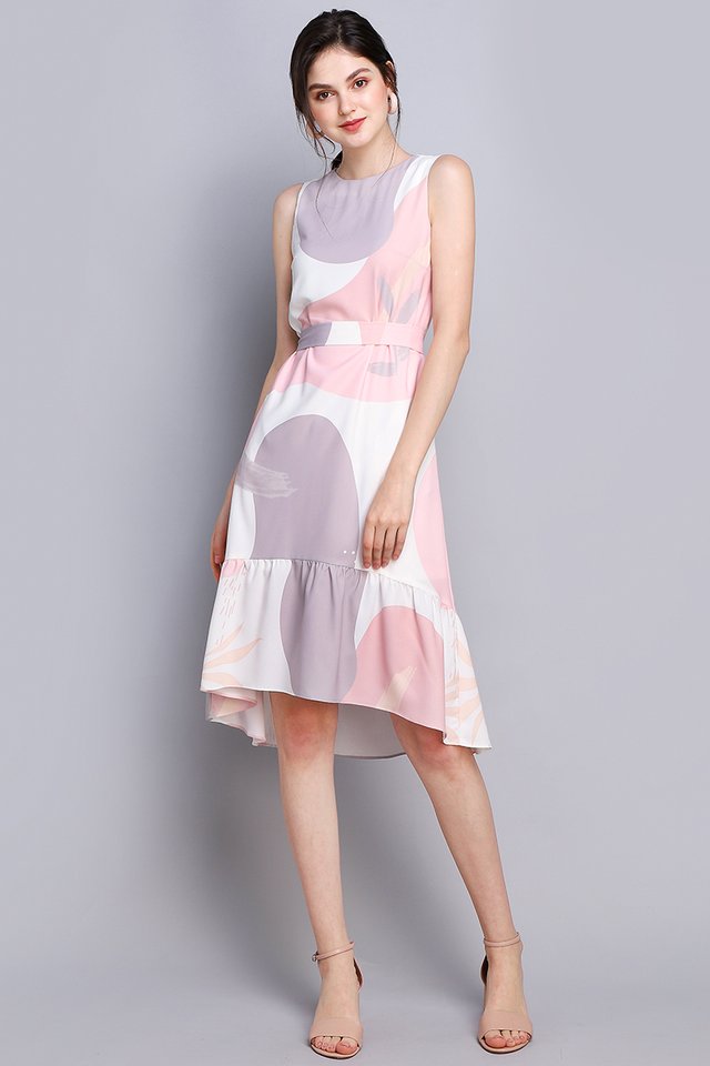 Misty Ocean Cheongsam Dress In Pink Prints