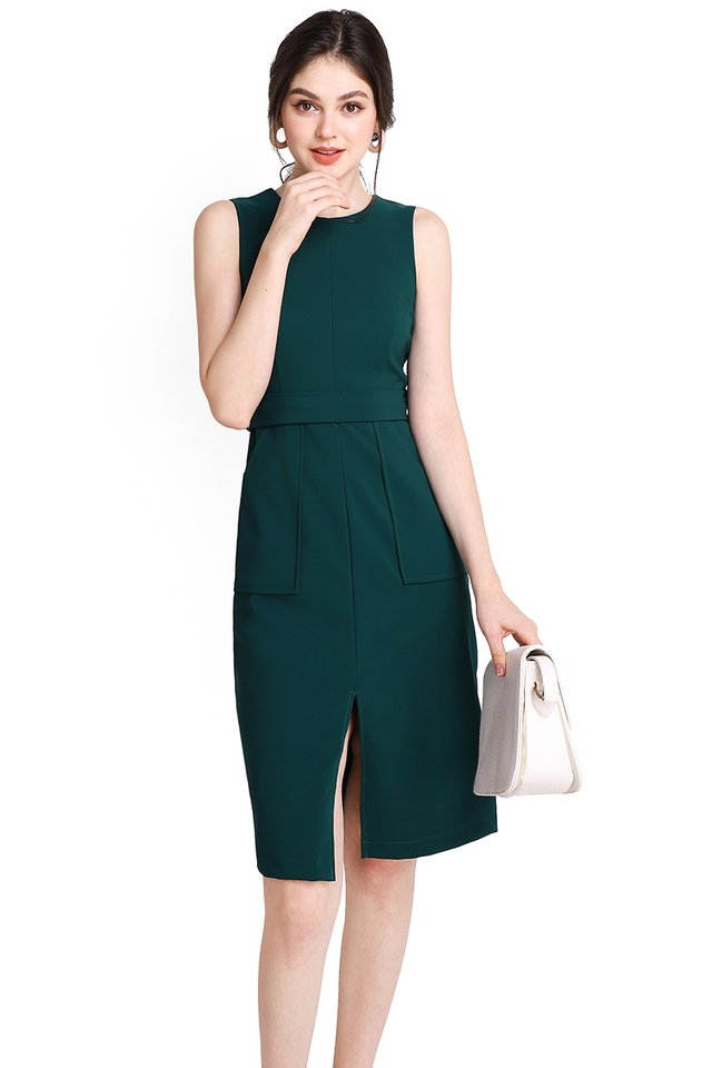 The Romanticist Dress In Forest Green