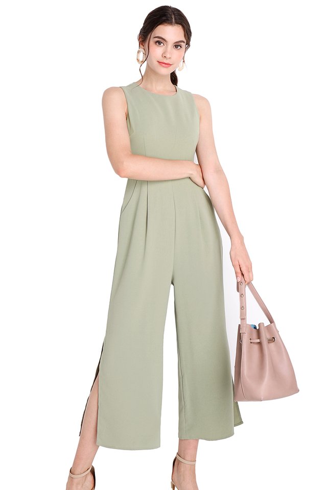 Good Vibes Romper In Sage Green