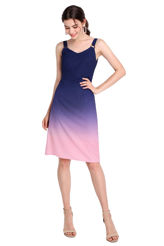 Rainbow Connection Dress In Blue Pink
