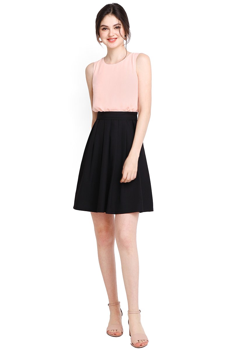 Peach store black dress