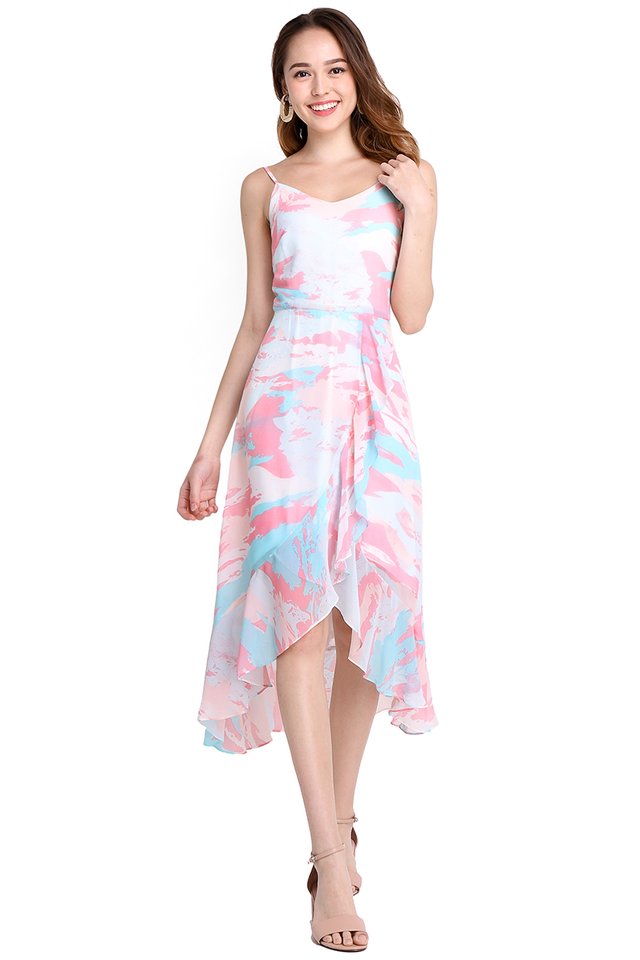 Walkway To Paradise Dress In Pink Prints
