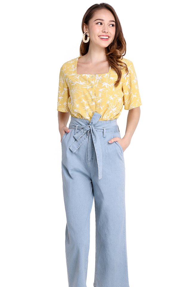 Back To Summer Top In Yellow Prints