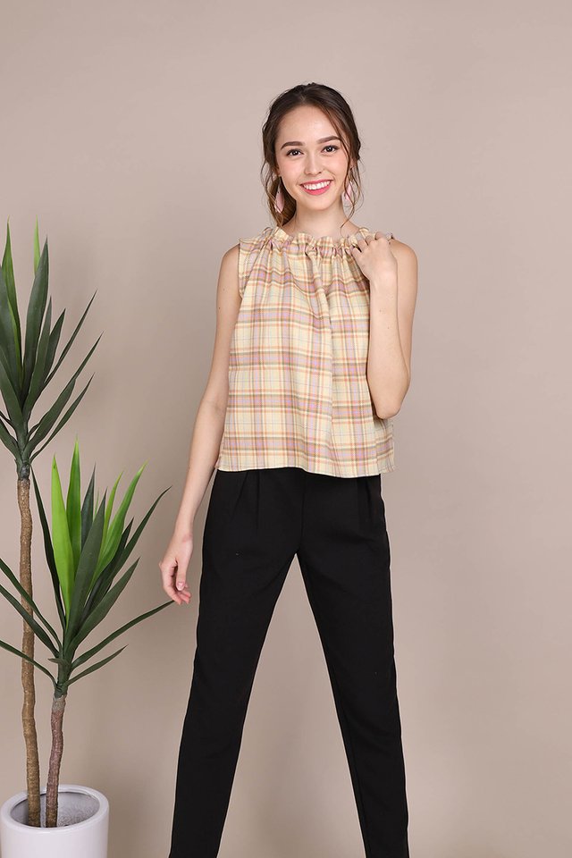 Sunny Greetings Top In Yellow Checks