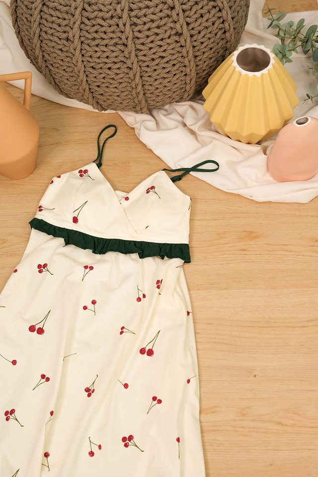 Cherry Picks Dress In Cream Prints