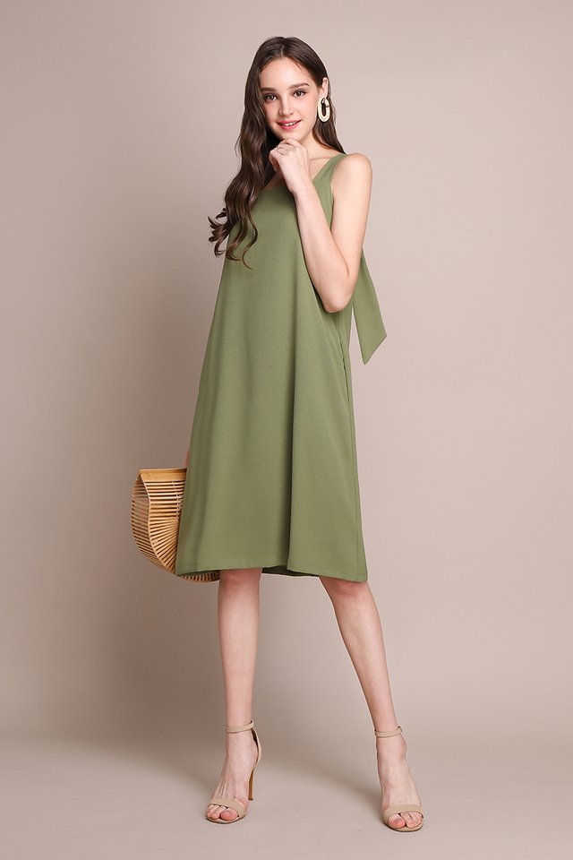 Teatime For Two Dress In Olive Green