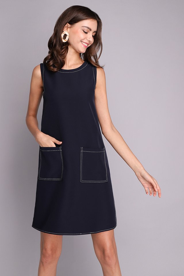 Attractive Prospects Dress In Navy Blue