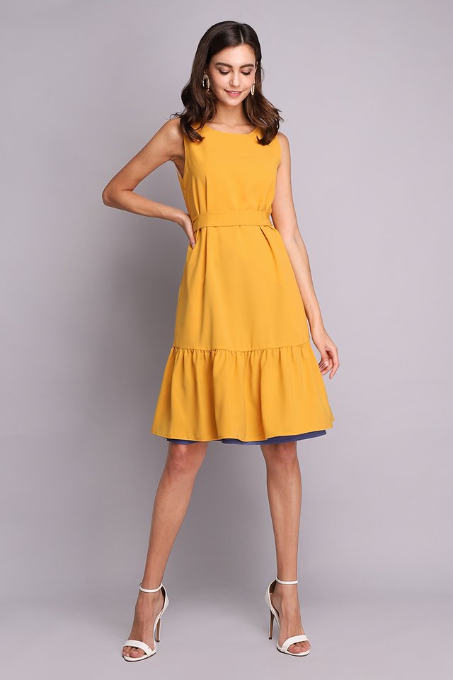 Colours Of Radiance Dress In Blue Mustard