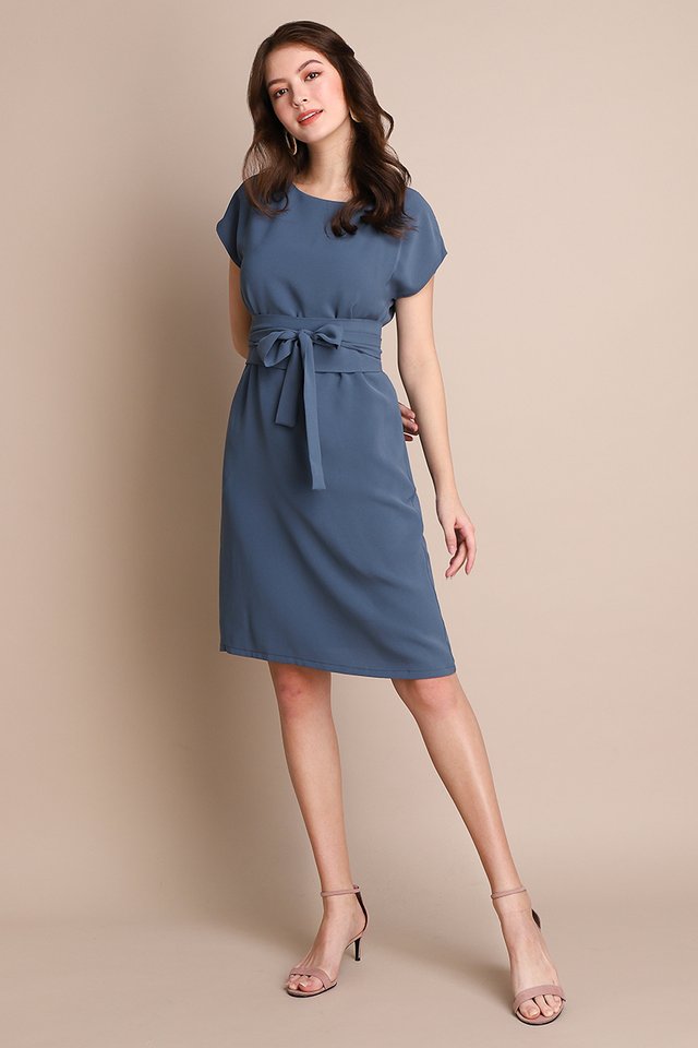 Style Lingo Dress In Muted Blue 