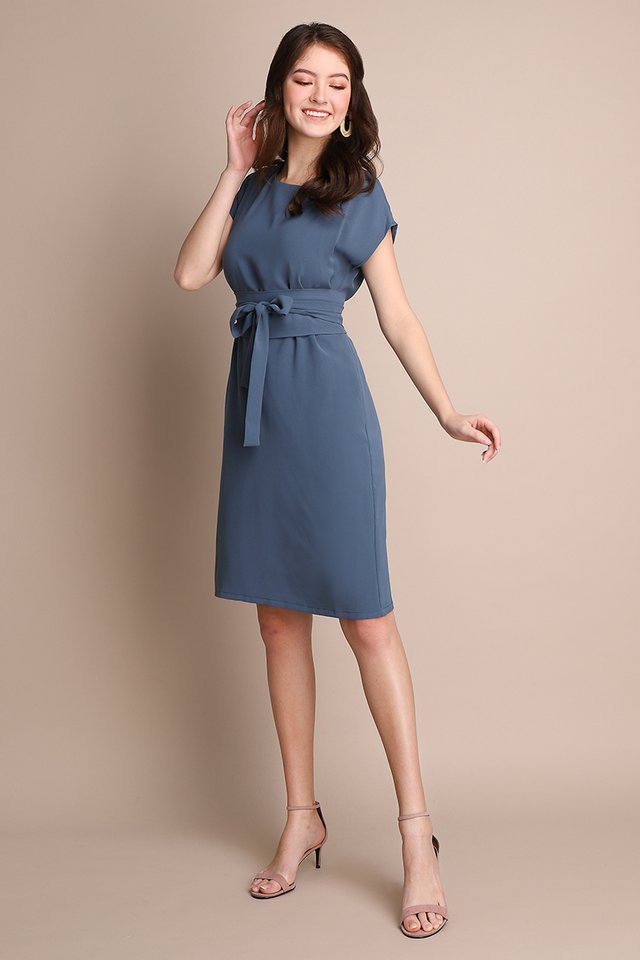 Style Lingo Dress In Muted Blue 