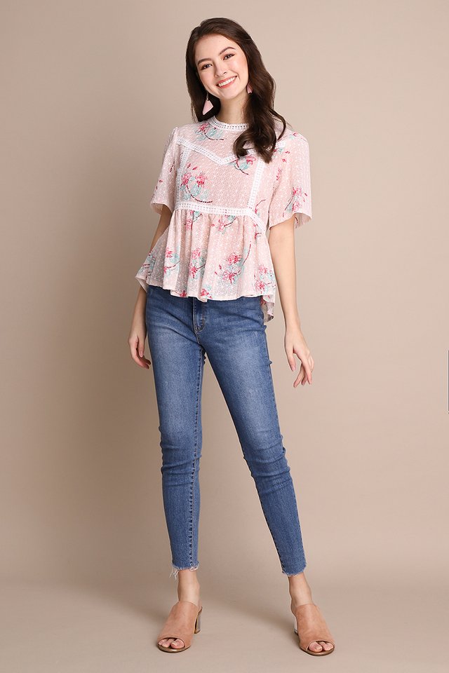Strawberry Fairies Top In Pink Florals