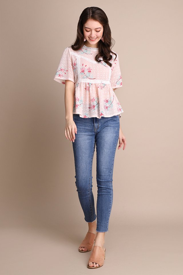 Strawberry Fairies Top In Pink Florals