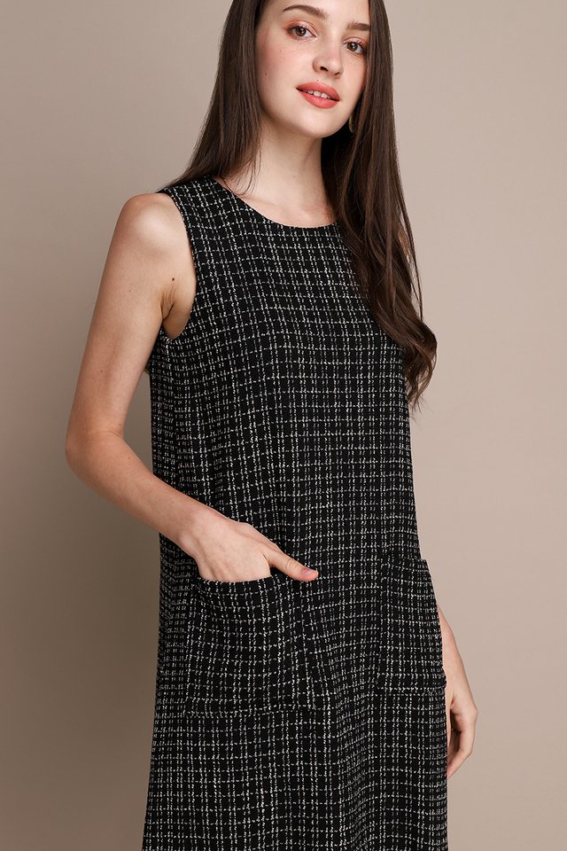 Shine From Within Dress In Black Tweed