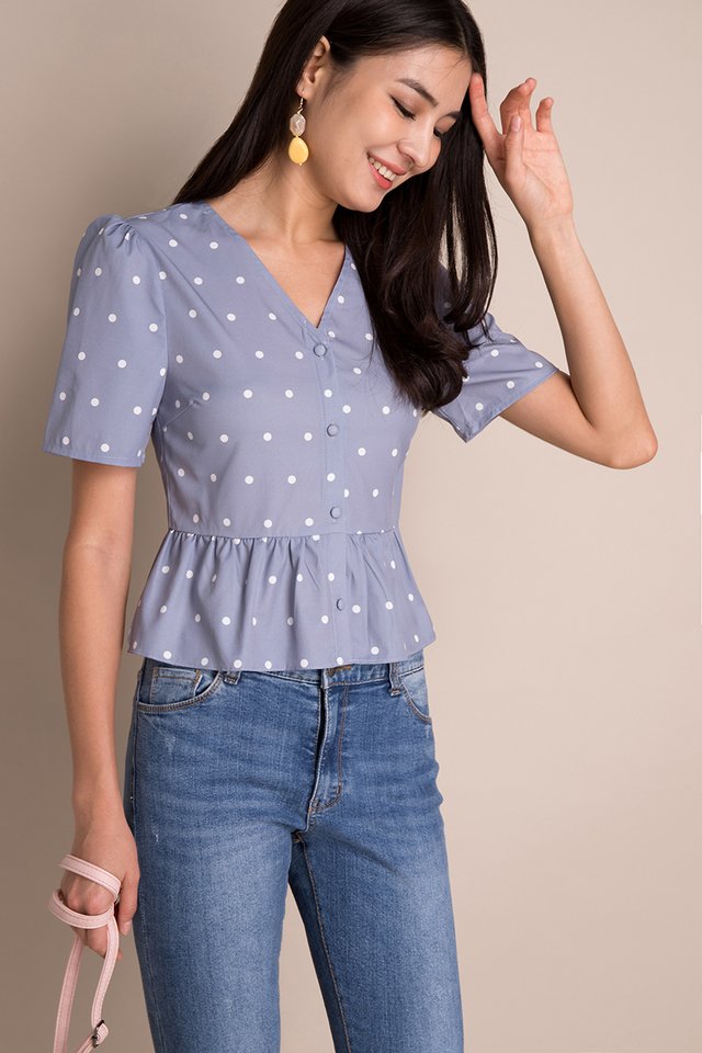 Evening Stars Top In Periwinkle Dots
