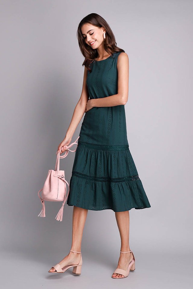 Mesmerized By You Dress In Forest Green