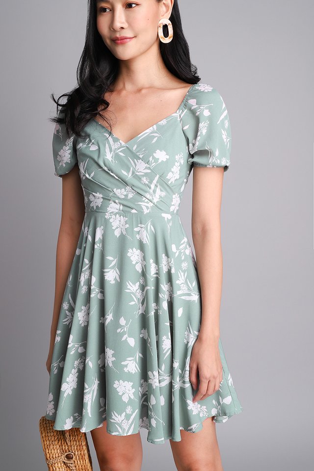 Betty Boop Dress In Sage Florals